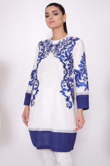 AlKaram Dyed Embroidered Dobby Kurti C2B-18 Pret 2021